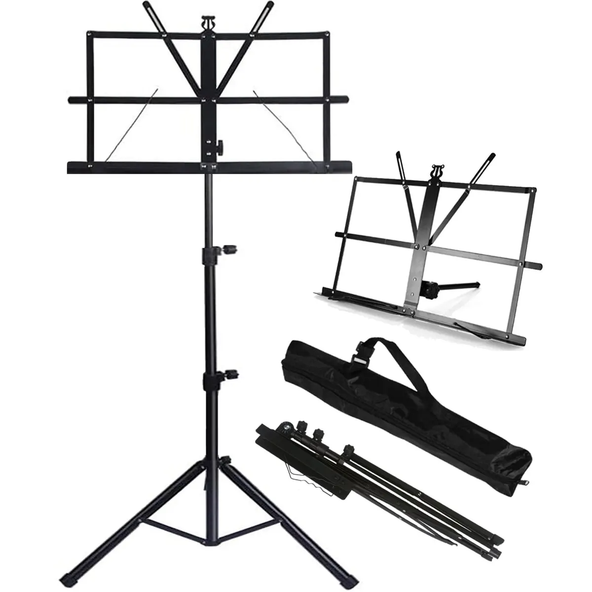 Adjustable Folding Sheet Music Stand with Carry Bag
