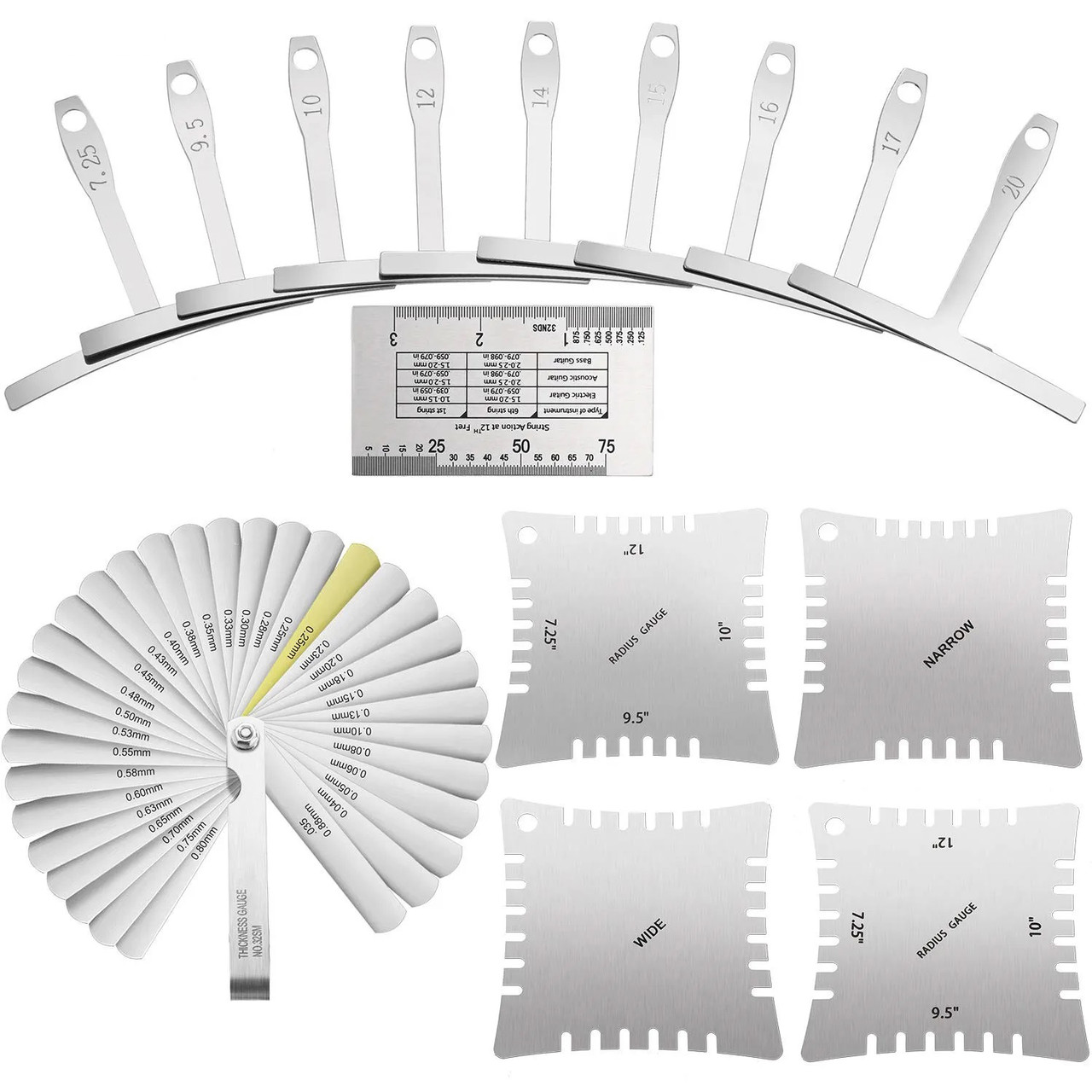 Guitar String Action and Radius Gauge Measuring Kit