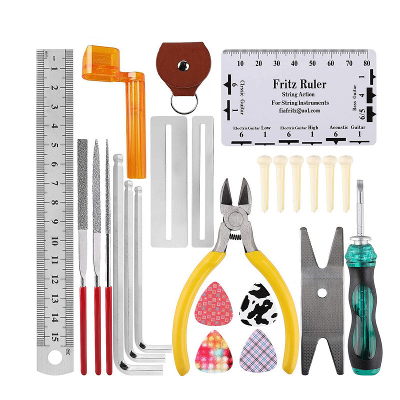 26-Piece Multifunction Guitar Repair Tool Kit – Red