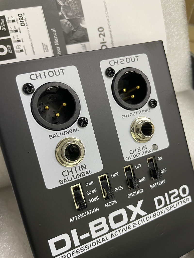 Active DI Box – DI20, Two Channels – detail or use view