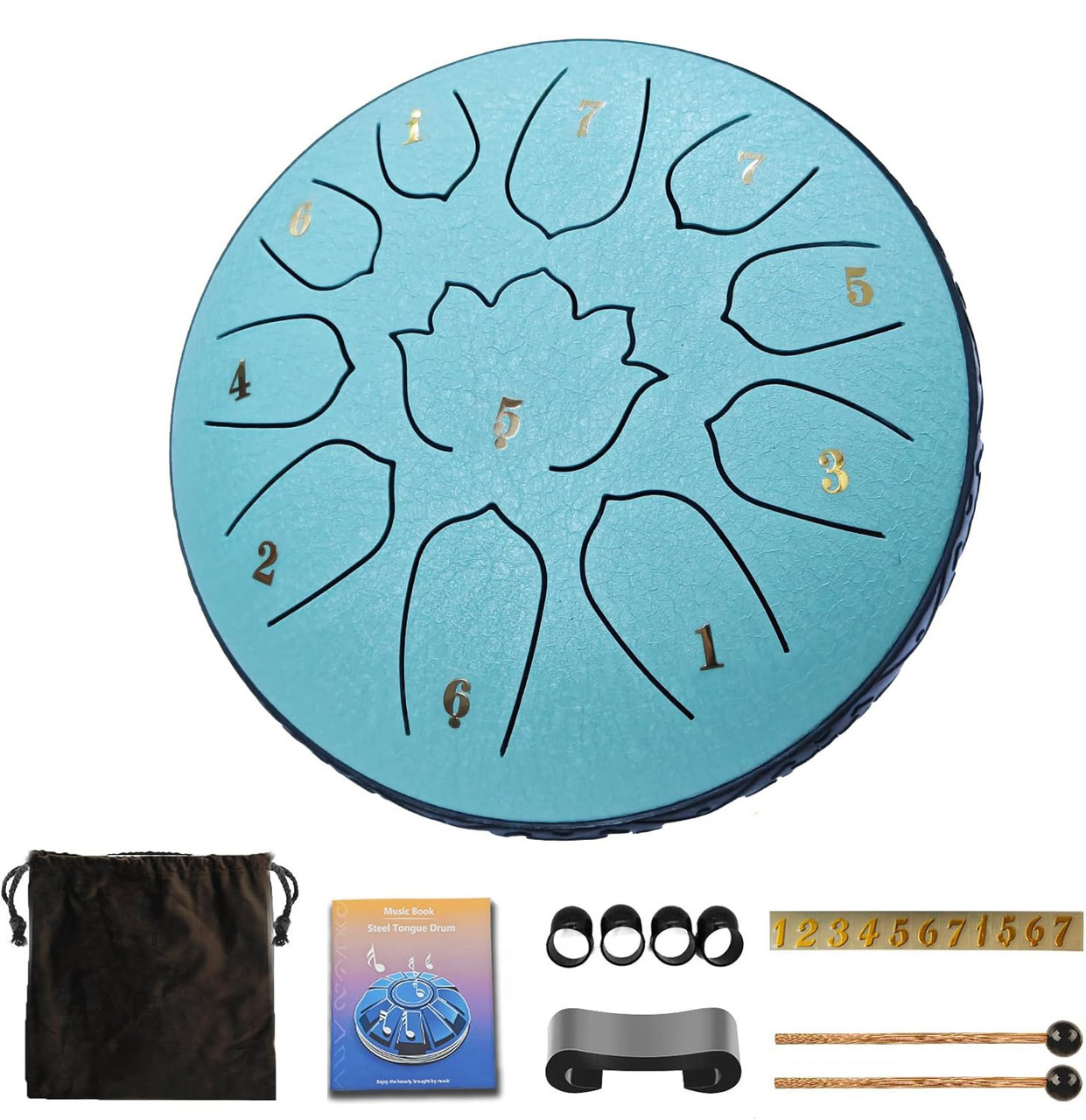 6-Inch 11-Note Steel Tongue Drum Set – Sky Blue - image 1