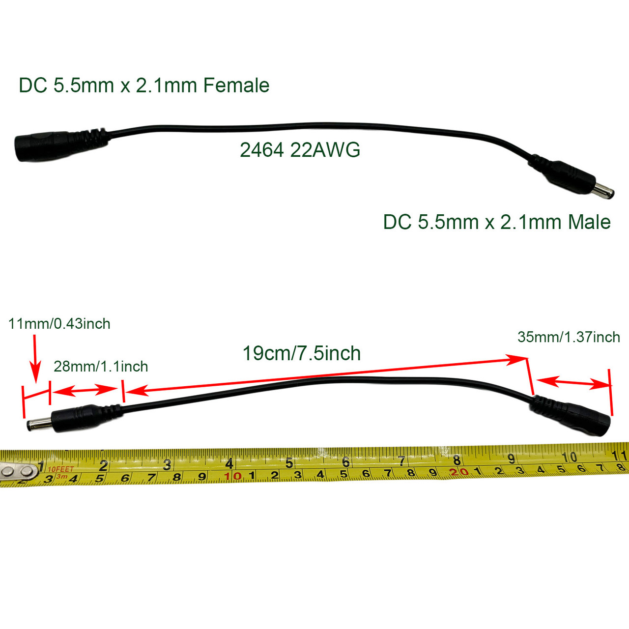 UpperFu DC Reverse-Polarity Adapter Cables – 10 Pack — detail or usage view