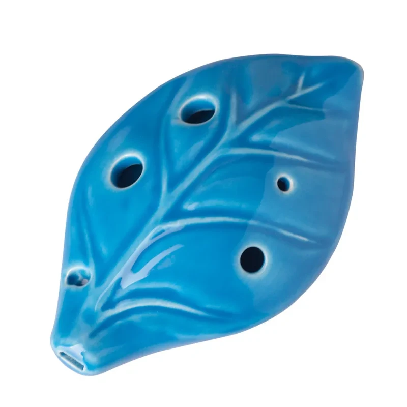 6-Hole Leaf-Style Ceramic Ocarina – Blue