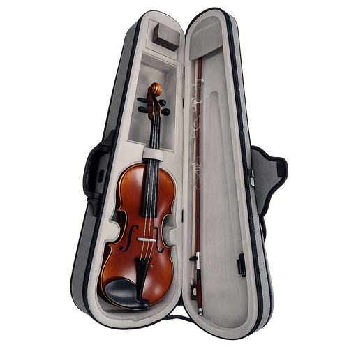 Handmade 4/4 Full Size Violin with Case & Bow – Solid Spruce Top Flamed Maple Student Violin