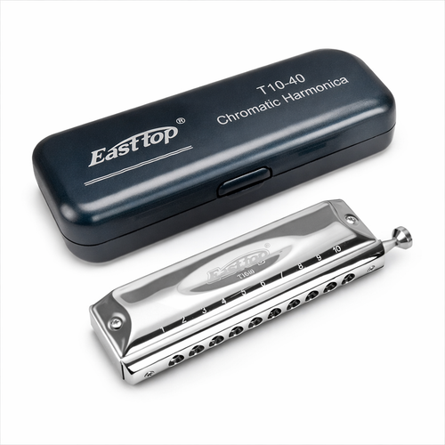 Easttop T10-40 10-Hole Chromatic Harmonica C Key – 40 Tones Mouth Organ with ABS Comb