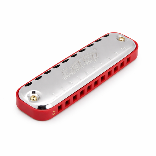 Easttop T10-1 Diatonic Harmonica Key of C – 10 Hole Blues Harmonica with Red ABS Comb