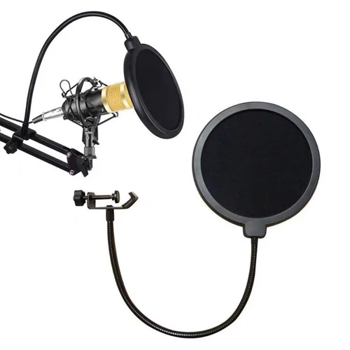 Universal metal microphone pop filter with clamp