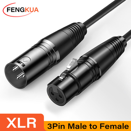 Black balanced 3-pin XLR male-to-female microphone cable