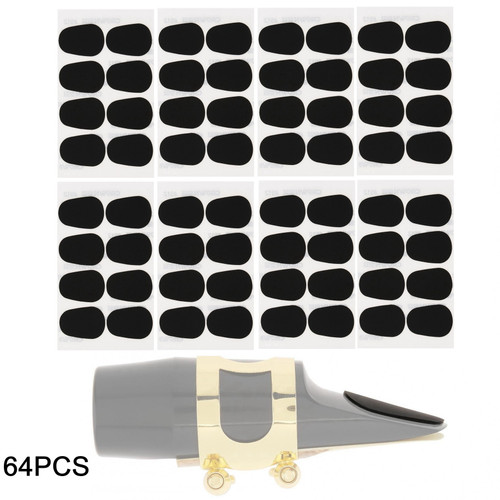 Sixty-four black saxophone and clarinet mouthpiece patches
