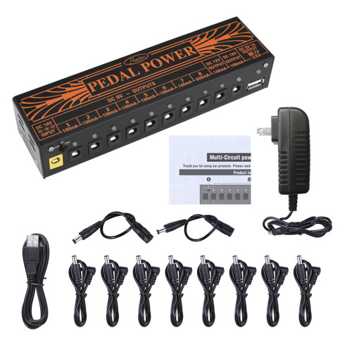 Rowin 10-Output Guitar Pedal Power Supply – AU Plug
