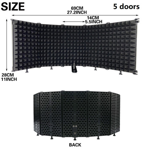 Five-Panel Portable Microphone Isolation Shield