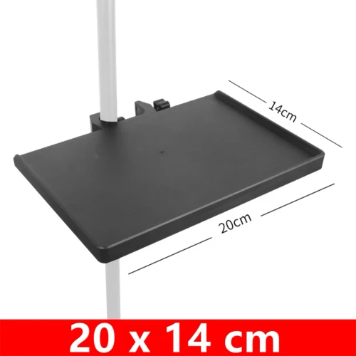 Clamp-On Microphone Stand Accessory Tray – Black, 20 × 14 cm — supplied product