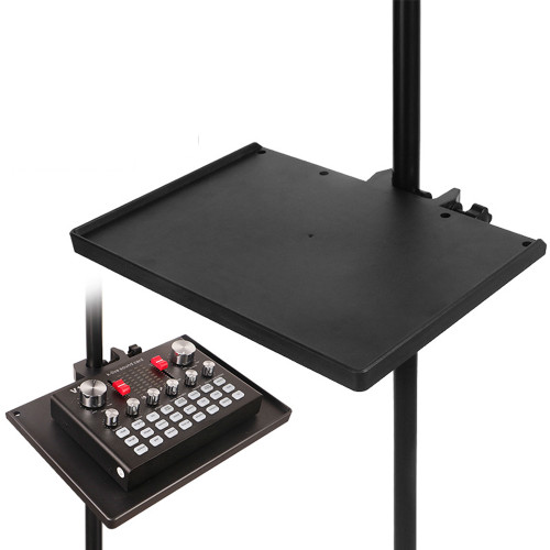 Clamp-On Microphone Stand Accessory Tray – Black, 20 × 14 cm — detail or usage view