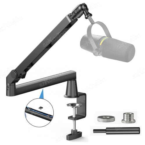 Low-Profile Studio Microphone Arm with Cable Management