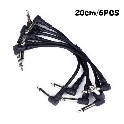 Right-Angle Guitar Pedal Patch Cables – 20 cm, 6 Pack