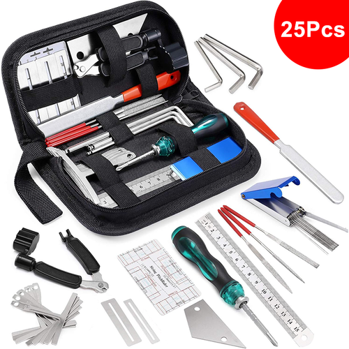 25-Piece Guitar, Bass & Ukulele Maintenance Tool Kit