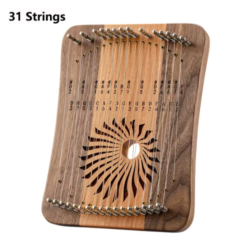 HLURU 31-String Lyre Harp – Natural Brown