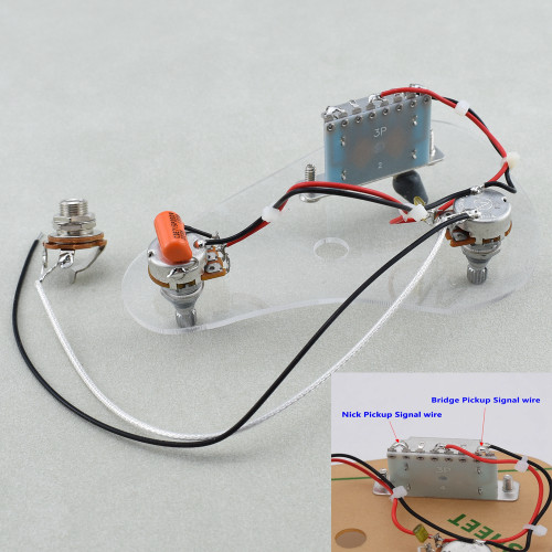3-Way Guitar Wiring Harness – Two 500K Pots and Output Jack – product overview