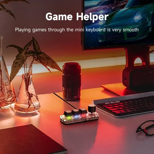 3-Key Programmable Streaming Shortcut Controller with Dial