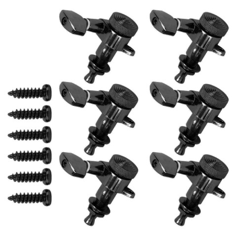 Black Locking Guitar Tuners – 6L, Set of Six — supplied product