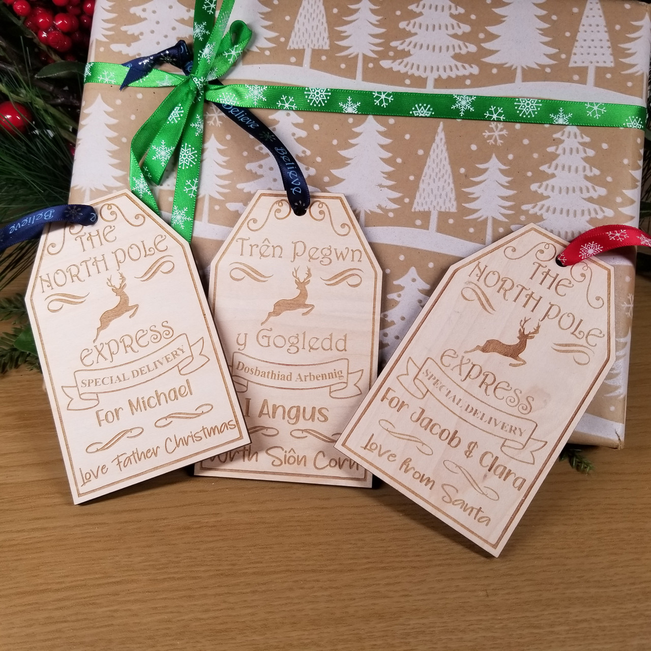 16 PERSONALISED CHRISTMAS Luggage Labels Name Gift Tags Vintage Tartan Stag  xmas £3.30 - PicClick UK