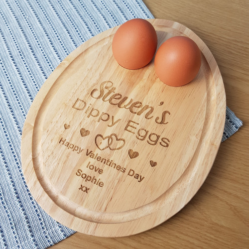 Egg Shaped Breakfast Board, Personalised Valentines Gift For Egg Lover