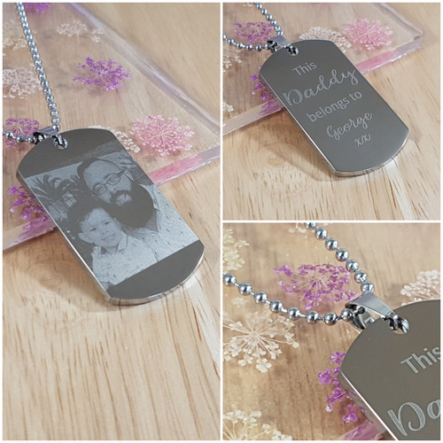 Mens Personalised Jewelry, l Dogtag Necklace gift for Him, Photo Necklace with any text