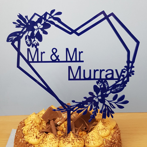 Personalised Heart Flower Cake Topper