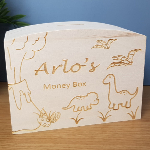 My First Money Box Dinosaur Themed Nursery Room Decor or Little Boys