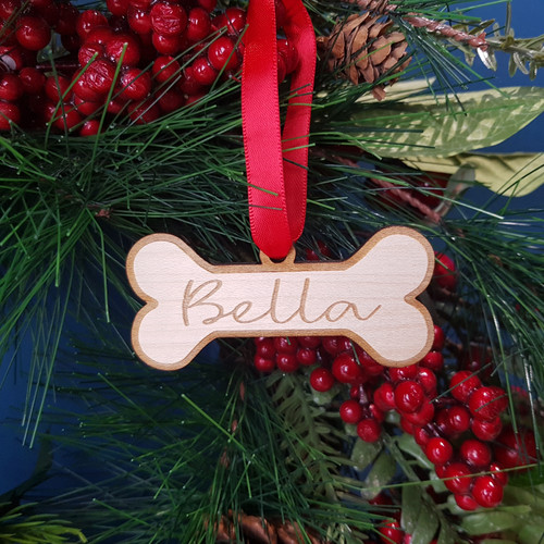 Personalised Wooden Dog Bone Gift Tag for present for Dog, Pet, Puppy, Cat