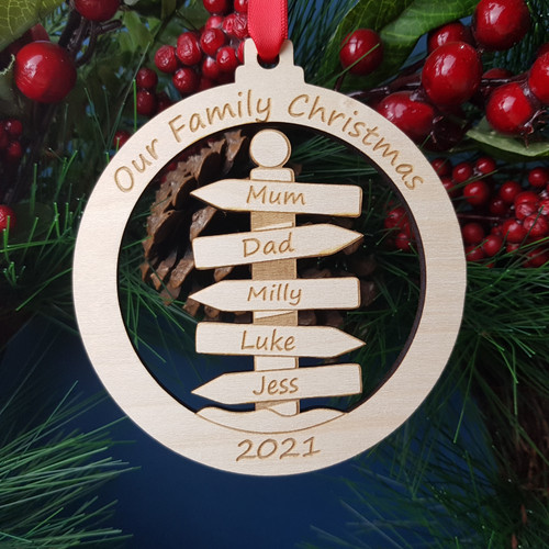 Personalised Christmas Gift for Families and Newly Weds, North Pole Xmas Tree Decoration