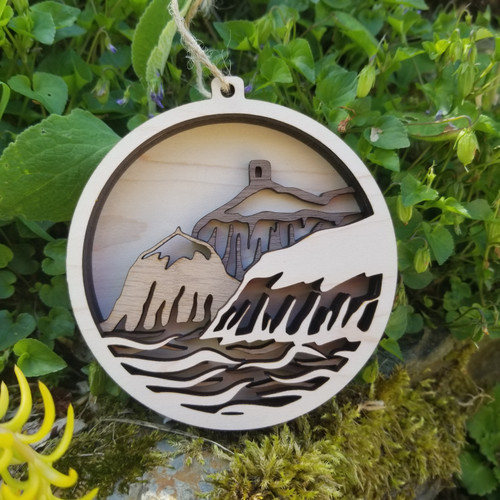 The Blue Lagoon, Abereiddy Gift or Souvenir from Holiday memories in West Wales. Wooden Christmas Tree Bauble.