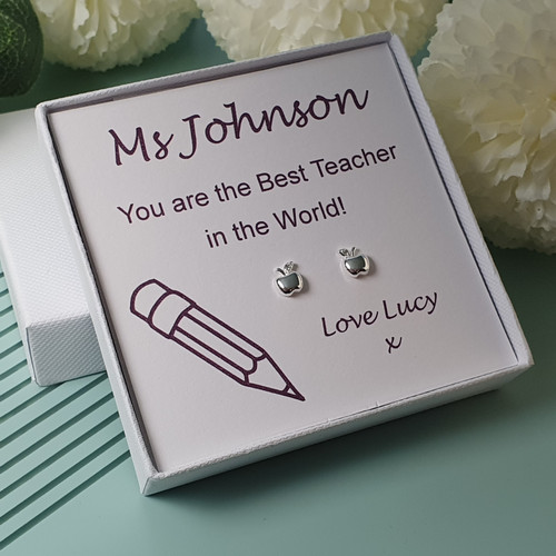Sterling Silver Jewellery for Teachers, Teaching Assistant, Nursery Staff, Childminders, End of Year Thank you Gift with personalised backing card