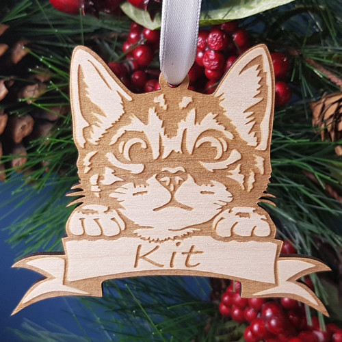 Personalised Cat Xmas Tree Hanger, Christmas Gift for Cat Lover Personalised Cat Xmas Tree Hanger, Christmas Gift for Cat Lover