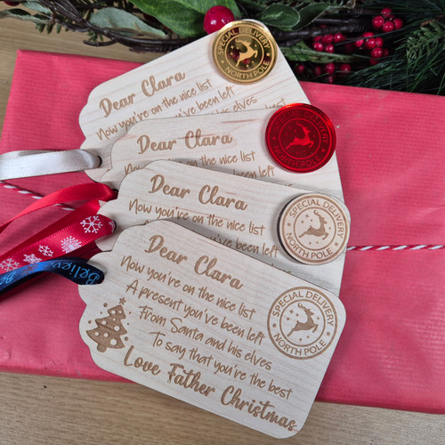 Personalised Gift Tag Label from Santa or Father Christmas, with Xmas Poem, Christmas  Morning Magic. Stocking or Sack Name Tag Personalised Gift Tag Label from Santa or Father Christmas, with Xmas Poem, Christmas  Morning Magic. Stocking or Sack Name Tag
