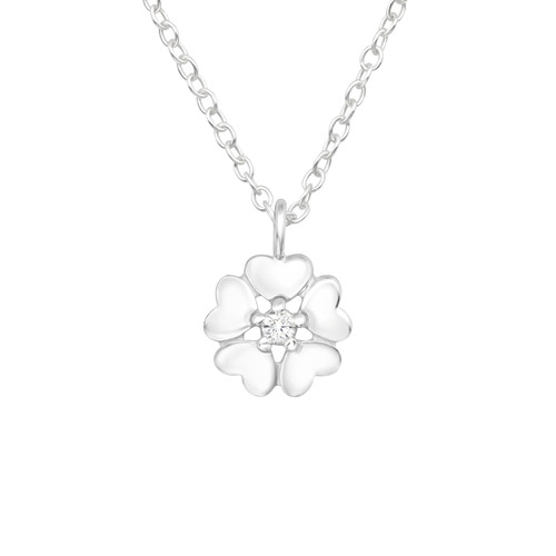 Petal Flower Silver Necklace