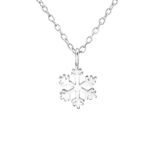 Plain Snowflake Silver Necklace