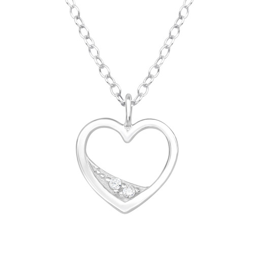 Heart Sparkle Sterling Silver Necklace