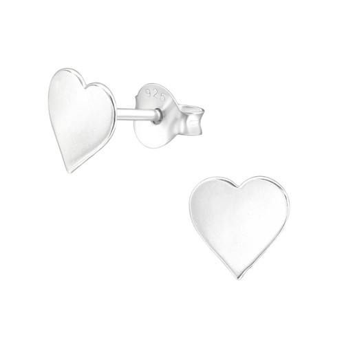 Plain Heart Sterling Silver Earrings