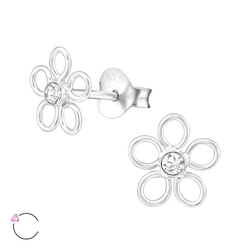 925 Sterling Silver Pretty Flower Small Studs