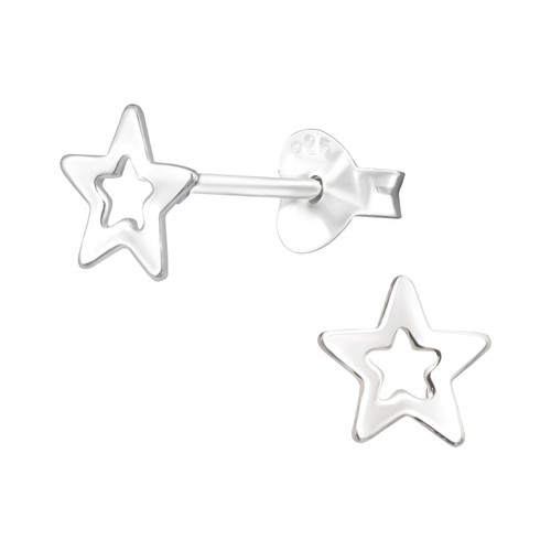 Plain Star Sterling Silver Earrings