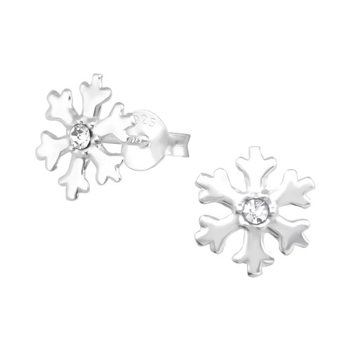 Snowflake Stud Sterling Silver Earrings