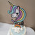 Personalised Unicorn Birthday Cake Topper for Girls, Pastel Rainbow colours with Name and Age