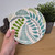 Salad Coupe Plate, hand painted Green / Teal Leaf and Vine Design, each plate is unique and one of it's kind, Food Safe or to be used as Wall Décor