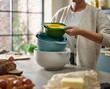 Duo 6 Piece Compact Food Preparation Set with Mixing Bowls, Measuring cups and Colander (Opal)