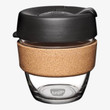 Brew Cork - Tempered Glass Reusable Coffee Cup with Cork Band - 8oz Black