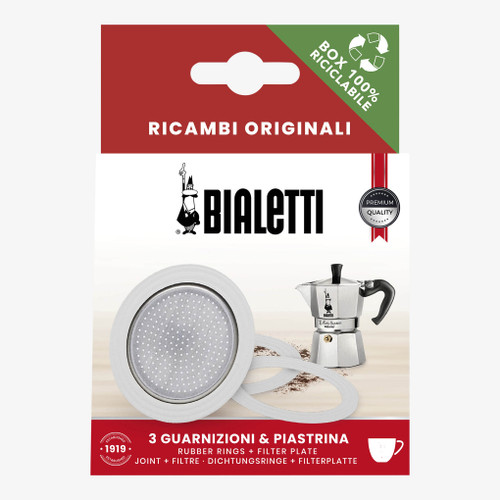 Bialetti - Replacement Gaskets & Filter Plate - Moka Express 1/2/3/4/6/9/12/18 Cup