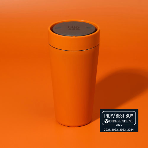 Circular&Co. Reusable Travel Mug - Made From Recycled Stainless Steel - 12oz SunriseOrange