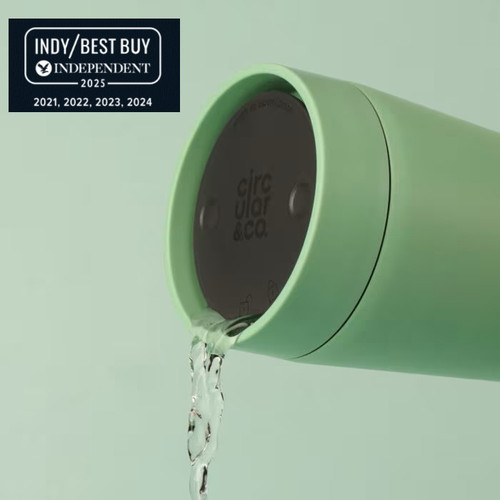 Circular&Co. Reusable Travel Mug - Made From Recycled Stainless Steel - 12oz SeaglassGreen