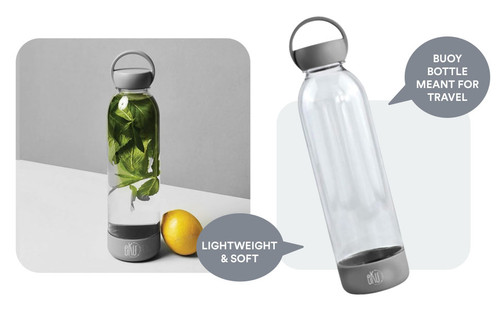 eKu Upcycle Everyday Buoy Bottle 570ml - Made from 100% Upcycled Materials - Grey